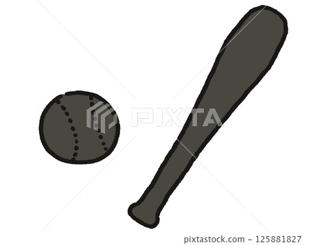 Cute illustration of baseball equipment (black) Cute illustration of baseball equipment (black) 125881827
