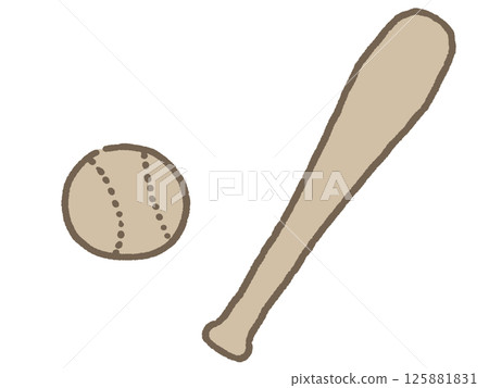 Cute illustration of baseball equipment (brown) Cute illustration of baseball equipment (brown) 125881831