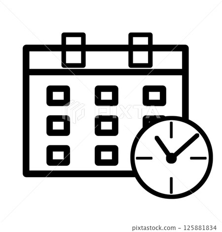 日曆圖示插圖/時間表、日期、線條畫、單色 125881834