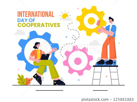 International Day of Cooperatives Vector Illustration Featuring People Contributing to the Complementary Goals of the United Nations in a Background International Day of Cooperatives Vector Illustration Featuring People Contributing to the Complementary Goals of the United Nations in a Background 125881883