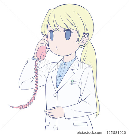 Blonde female pharmacist talking on the phone - Calling 125881920