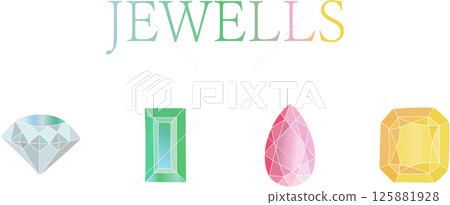 Gemstone illustration simple color mineral 125881928