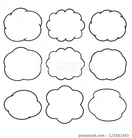 簡單的氣泡插圖集（線畫）/對話，評論，SNS，UI素材 125881983