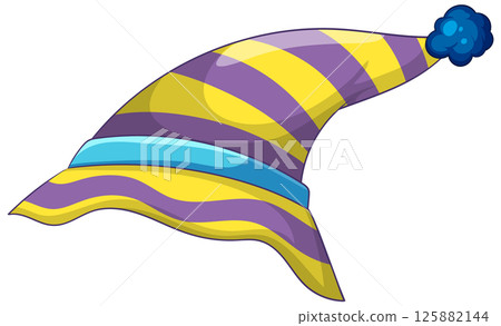 Colorful Striped Clown Hat Illustration 125882144