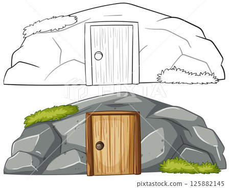 Rocky Cave Entrance Illustration 125882145