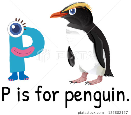 Alphabet Illustration: P is for Penguin 125882157
