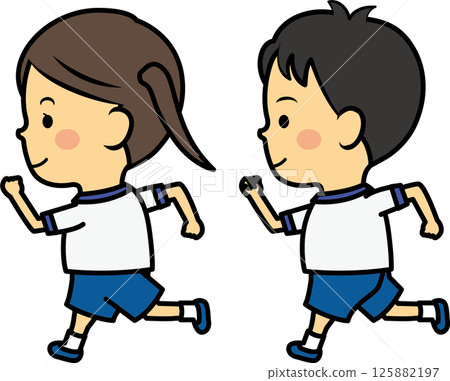 奔跑的男女孩子 奔跑的男女孩子 125882197