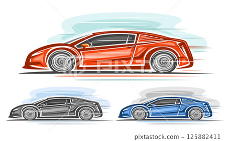 Vector exotic Super Cars set Vector exotic Super Cars set 125882411