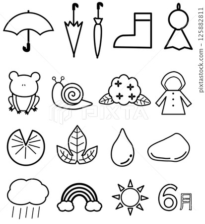 雨季單色圖示集(白色) 雨季單色圖示集(白色) 125882811