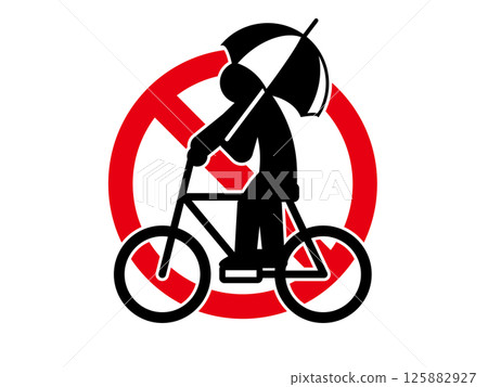 Bicycle traffic rule violation pictogram mark, prohibition icon 125882927