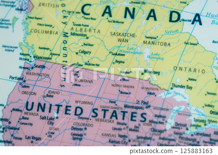 Map of canada and united states geography educational content informative environment aerial view regional insights 125883163
