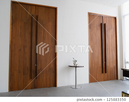 Modern wooden sliding doors minimalist interior design contemporary space architecture 125883350