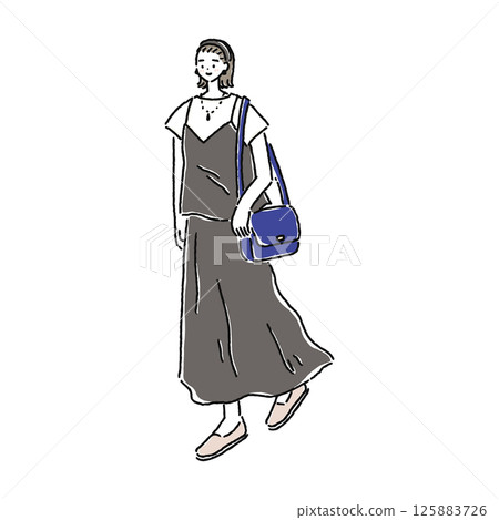 A mature and cute woman in a natural outfit A mature and cute woman in a natural outfit 125883726
