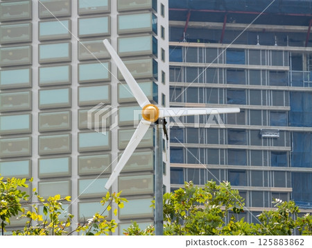 Renewable energy solutions wind turbines in urban areas technology modern environment 125883862