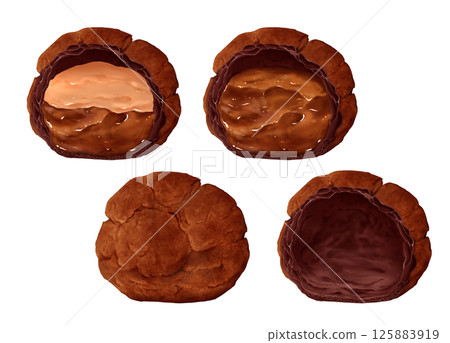 Chocolate cream puffs Chocolate puff pastry Chocolate cream puffs Chocolate puff pastry 125883919
