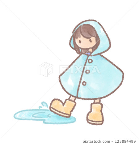 穿雨衣的小孩插畫 125884499