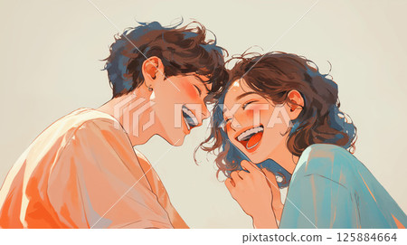 看著對方的微笑的夫婦 看著對方的微笑的夫婦 125884664