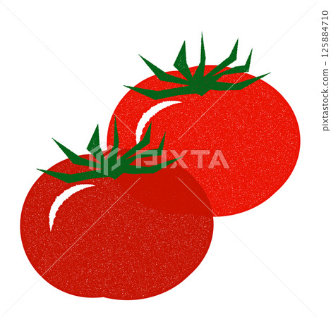 Illustration of two tomatoes in a stamp style Illustration of two tomatoes in a stamp style 125884710