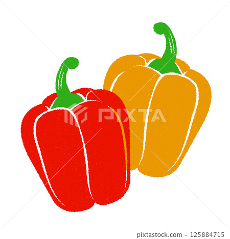 木版畫風格的紅色和黃色辣椒粉插圖 125884715