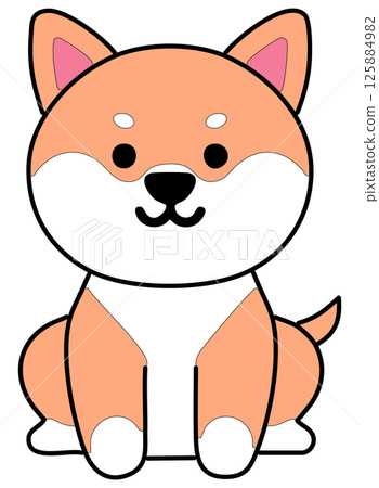 坐著的柴犬插圖 坐著的柴犬插圖 125884982