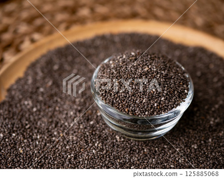 Organic natural chia seeds health benefits superfood. 125885068