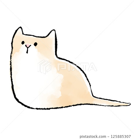 貓插畫坐著 125885307