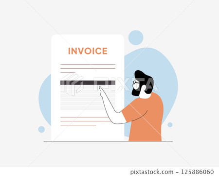 Online invoicing vector illustration - process of electronic payment and invoice management. Ideal for businesses aiming to modernize billing systems. E-invoicing payment vector illustration concept 125886060