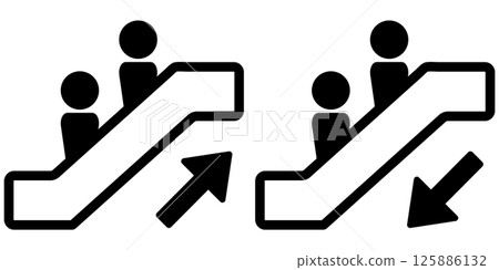 Escalator icon set up and down Escalator icon set up and down 125886132