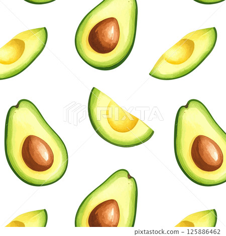 酪梨圖案水彩插畫AI生成 125886462