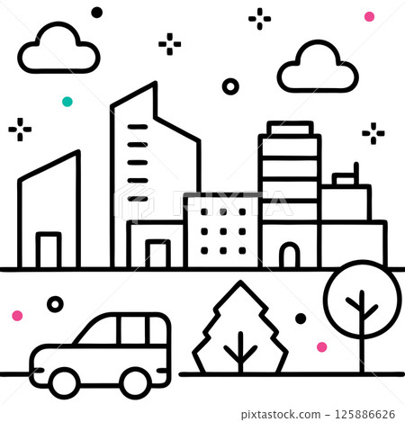 Cityscape Illustration Urban Skyline Vector Art for Architecture, Travel, and Modern Design Projects Cityscape Illustration Urban Skyline Vector Art for Architecture, Travel, and Modern Design Projects 125886626