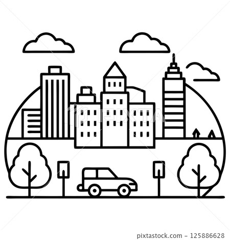 Cityscape Illustration Urban Skyline Vector Art for Architecture, Travel, and Modern Design Projects 125886628