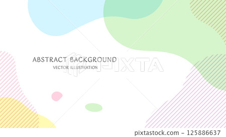 由柔和色彩的抽象形狀組成的簡潔時尚的背景材料。 16:9 尺寸向量插圖 125886637