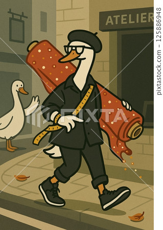 Shiratori Mode Vol.29 A young person walking down the street carrying a roll of fabric Clothing series Generative AI Shiratori Mode Vol.29 A young person walking down the street carrying a roll of fabric Clothing series Generative AI 125886948