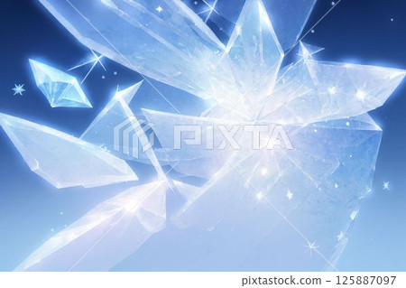 漂浮在太空中的淡藍色冰晶 125887097