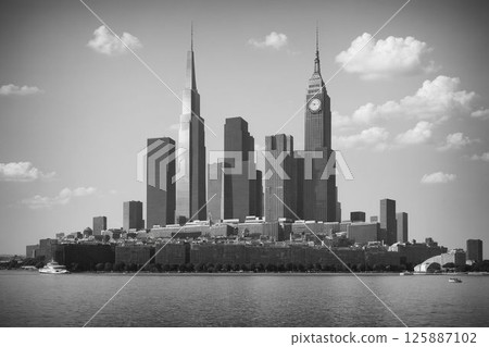 從海上看到的摩天大樓 125887102