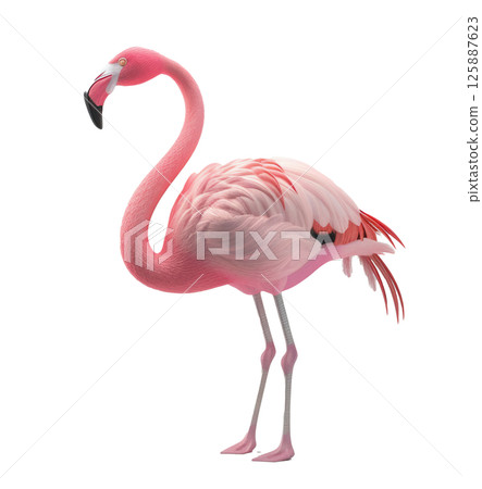 Walking Pink Flamingo Full Body Profile Walking Pink Flamingo Full Body Profile 125887623