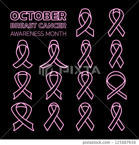 Pink Ribbon Neon. Neon Pink Ribbon. Pink Ribbon Line Neon. Pink Ribbon Neon Signboard Icon. Pink Ribbon Neon Icon. Pink Ribbon Neon Illustration. 125887638
