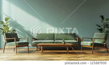 Cozy living room furniture setup modern home interior design bright natural light interior view comfort and style 125887930