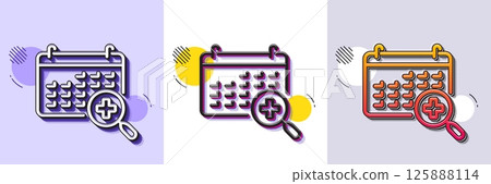 Medical calendar line icon. Halftone dotted pattern. Gradient icon with grain shadow. Doctor appointment sign. Line medical calendar icon. Various designs. Vector Medical calendar line icon. Halftone dotted pattern. Gradient icon with grain shadow. Doctor appointment sign. Line medical calendar icon. Various designs. Vector 125888114