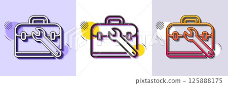 Spanner tool line icon. Halftone dotted pattern. Gradient icon with grain shadow. Repair tool case sign. Fix instruments symbol. Line tool case icon. Various designs. Vector Spanner tool line icon. Halftone dotted pattern. Gradient icon with grain shadow. Repair tool case sign. Fix instruments symbol. Line tool case icon. Various designs. Vector 125888175