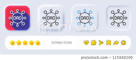Dao line icon. Neumorphic, Flat shadow, 3d buttons. Decentralized autonomous organisation sign. Blockchain technology symbol. Line dao icon. Social media icons. Vector 125888200