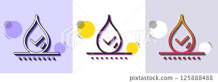 Waterproof line icon. Halftone dotted pattern. Gradient icon with grain shadow. Water resistant sign. Drop protection symbol. Line waterproof icon. Various designs. Vector 125888488