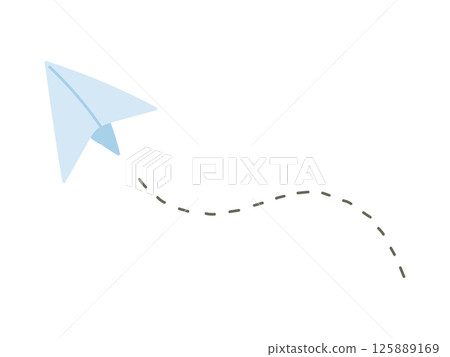 Cute paper plane illustration with dotted lines Cute paper plane illustration with dotted lines 125889169