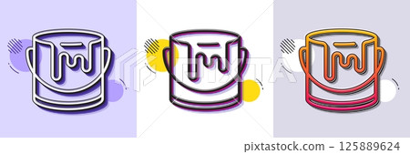 Paint bucket line icon. Halftone dotted pattern. Gradient icon with grain shadow. Tin of acrylic paint sign. Painter can symbol. Line paint icon. Various designs. Vector 125889624