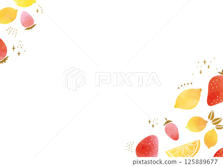 Cute hand drawn watercolor fruit frame 125889677