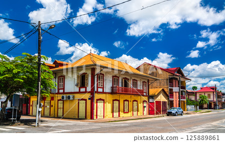 Typical architecture of Saint-Laurent-du-Maroni in French Guiana 125889861
