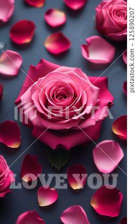 Love You in Rose Petals. Romantic Message Wallpaper 32-12 125890207