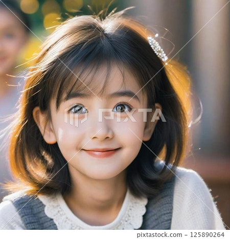 健康可愛的女孩肖像 125890264