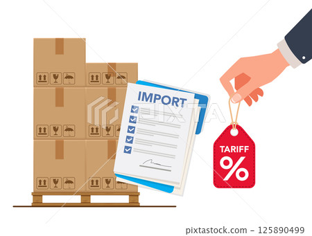 Import duty and tariffs stock illustration Import duty and tariffs stock illustration 125890499