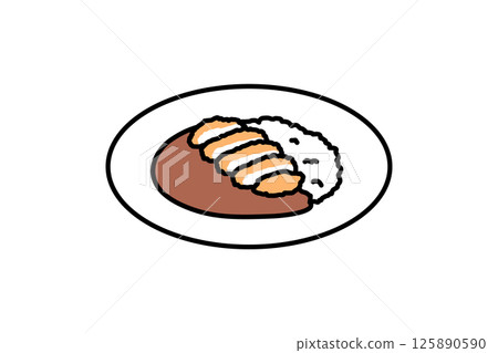 Simple illustration of pork cutlet curry Simple illustration of pork cutlet curry 125890590